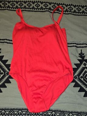 Nine West Red Ribbed Girls' One-Piece Swimsuit